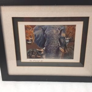 Joe Maiais' Framed Picture of African Animals. 11 X 9
